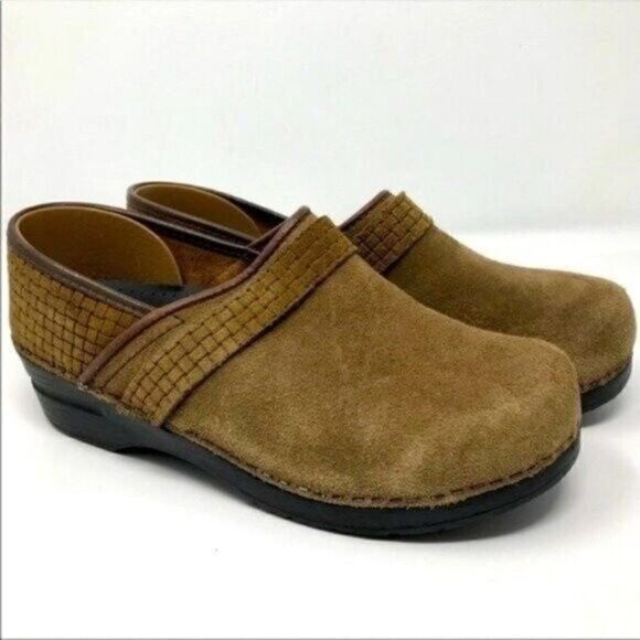Sanita clogs womans brown suede US8 EU39 BoxS basket weave - Picture 1 of 6